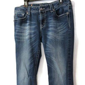 Miss Me Boot Cut Jeans Denim Blue Size 34x34 Embellished Back Pockets Plus